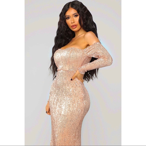 New! FASHION NOVA Sequin Mermaid Maxi Long Dress - Picture 5 of 7